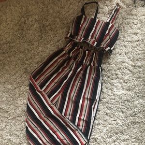 She in two piece striped set!